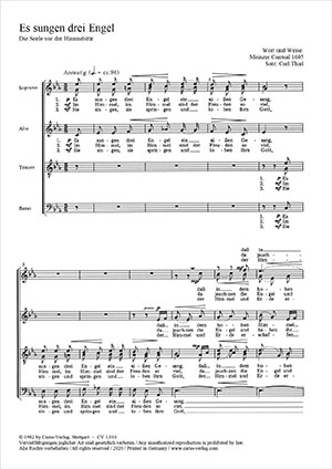 Es sungen drei Engel - Noten | Carus-Verlag