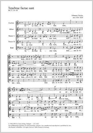 Johannes Nucius: Tenebrae factae sunt - Noten | Carus-Verlag