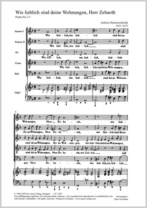 Andreas Hammerschmidt: How beautiful is thy dwelling place - Sheet music | Carus-Verlag