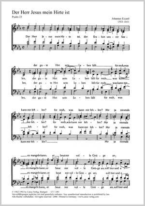 Der Herr Jesus mein Hirte ist Psalm 23 Partitur