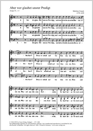 Aber, wer glaubet unsrer Predigt aus: Paradisus Musicus Partitur
