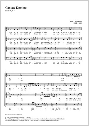 Cantate Domino (Singet dem Herrn) Psalm 96. Aus: Sacri concentus Partitur