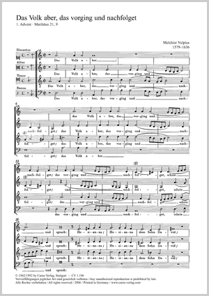 Das Volk aber, das vorging Score