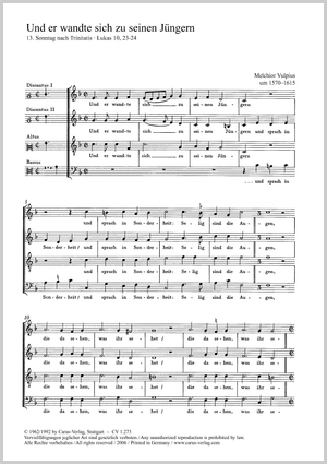 Und er wandte sich zu seinen Jüngern Score
