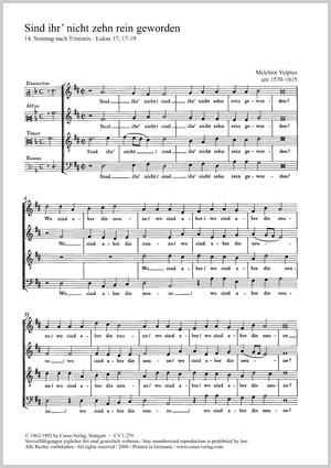 Sind ihr’ nicht zehn rein geworden? Score
