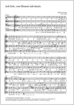 Melchior Franck: Ach Gott, vom Himmel sieh darein - Noten | Carus-Verlag