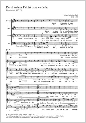 Johann Sebastian Bach: Durch Adams Fall ist ganz verderbt - Noten | Carus-Verlag