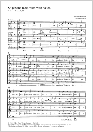 So jemand mein Wort wird halten aus: Deutsche Sonntägliche Evangeliensprüche Score