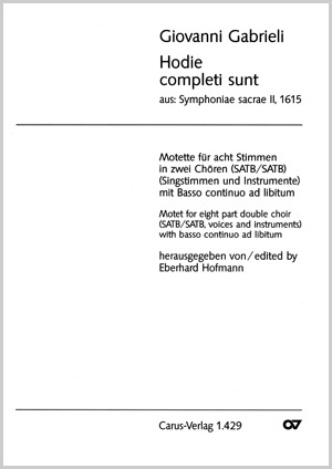 Hodie completi sunt aus: Symphoniae sacrae II, 1615 Score