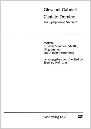 Giovanni Gabrieli: Cantate Domino - Noten | Carus-Verlag