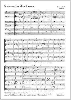 Heinrich Finck: Sanctus - Noten | Carus-Verlag