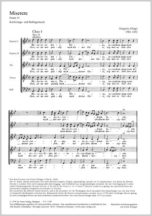 Miserere Karfreitags- und Bußtagsmusik Partitur