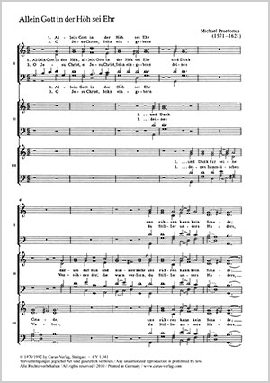 Michael Praetorius: Allein Gott in der Höh sei Ehr - Noten | Carus-Verlag