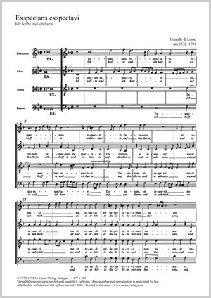 Exspectans exspectavi (Ich hoffte und ich harrte) aus: Sacrae cantiones Partitur