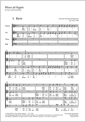 Giovanni Pierluigi da Palestrina: Missa ad fugam - Noten | Carus-Verlag