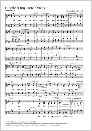 Anerio: Christus ward / Fink: Fürwahr, er trug / Mendelssohn: Verleih uns Frieden / Palestrina: O bone Jesu - Noten | Carus-Verlag