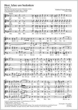 Herr, lehre uns bedenken Score, First edition