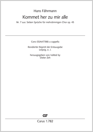 Hans Fährmann: Kommet her zu mir alle - Noten | Carus-Verlag