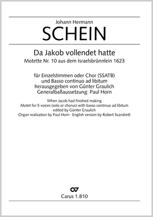 Johann Hermann Schein: Da Jakob vollendet hatte - Noten | Carus-Verlag