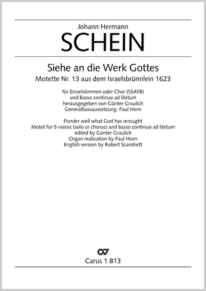 Johann Hermann Schein: Siehe an die Werke Gottes - Noten | Carus-Verlag
