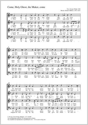 Come, Holy Ghost, the Maker, come (Komm, Heiliger Geist, du Schöpfer) Partitur, Einzelausgabe aus Chorbuch
