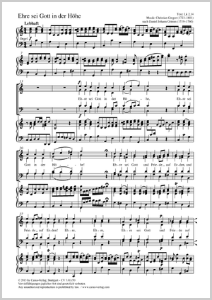Ehre sei Gott in der Höhe Score, separate edition from a choral collection