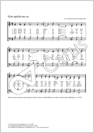 Gott spricht uns zu Partition, édition séparée avec recueil de musique chorale