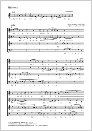 Halleluja Partitur, Einzelausgabe aus Chorbuch