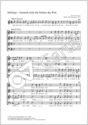 Halleluja - Sammelt nicht alle Schätz der Welt Partition, édition séparée avec recueil de musique chorale