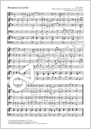 Hosanna in Excelsis Partition, édition séparée avec recueil de musique chorale