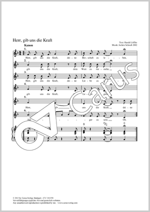 Herr, gib uns die Kraft Partitur, Einzelausgabe aus Chorbuch