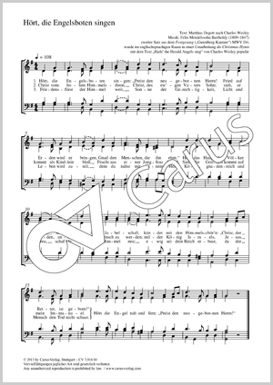 Hört, die Engelsboten singen Partitur, Einzelausgabe aus Chorbuch