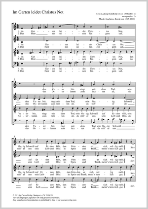 Im Garten leidet Christus Not Partitur, Einzelausgabe aus Chorbuch
