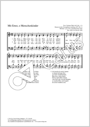 Mit Ernst, o Menschenkinder Partitur, Einzelausgabe aus Chorbuch