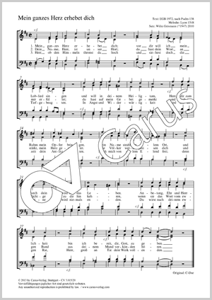 Mein ganzes Herz erhebet dich Partition, édition séparée avec recueil de musique chorale