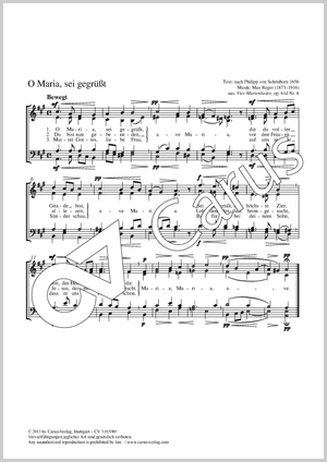Max Reger: O Maria, sei gegrüßt - Noten | Carus-Verlag