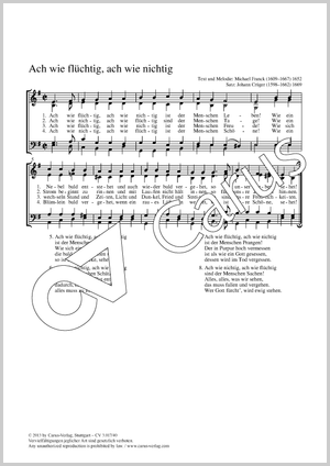 Ach wie flüchtig, ach wie nichtig Score, separate edition from a choral collection