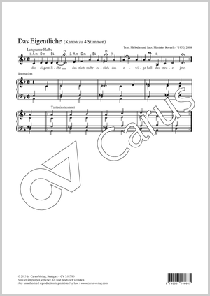 Das Eigentliche Kanon zu vier Stimmen Partition, édition séparée avec recueil de musique chorale
