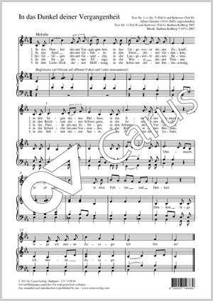 In das Dunkel deiner Vergangenheit Partition, édition séparée avec recueil de musique chorale