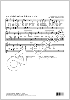 Als ich bei meinen Schafen wacht Partition, édition séparée avec recueil de musique chorale