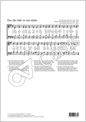 Das alte Jahr ist nun dahin Partitur, Einzelausgabe aus Chorbuch