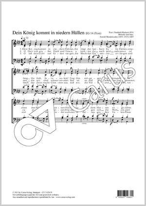 Dein König kommt Score, separate edition from a choral collection