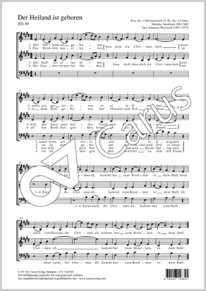Der Heiland ist geboren Score, separate edition from a choral collection