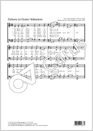 Geborn ist Gottes Söhnelein Score, separate edition from a choral collection
