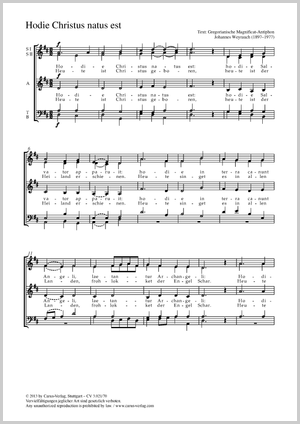 Hodie Christus natus est Partitur, Einzelausgabe aus Chorbuch