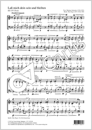 Lass mich dein sein und bleiben aus: Vier Kirchengesänge Partitur, Einzelausgabe aus Chorbuch