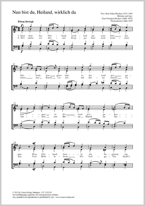 Nun bist du, Heiland, wirklich da Partitur, Einzelausgabe aus Chorbuch
