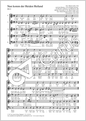 Johann Hermann Schein (arr.): Nun komm, der Heiden Heiland - Noten | Carus-Verlag