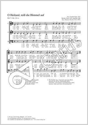 O Heiland, reiß die Himmel auf Score, separate edition from a choral collection