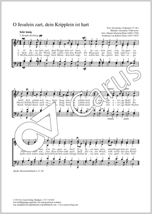 O Jesulein zart, dein Kripplein Partitur, Einzelausgabe aus Chorbuch